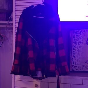 Plaid Red and Black Women's Jacket